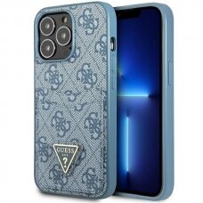 Telefono Dėklas Guess 4G Triangle Logo Cardslot na iPhone 13 Pro / 13 Mėlynas GNZ022