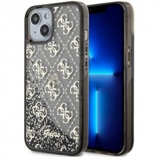 Telefono Dėklas Case Guess iPhone 14 6.1" Juodas hardcase Liquid Glitter 4G Transculent GNZ022