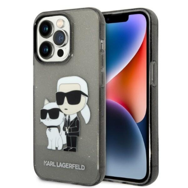 Telefono Dėklas Karl Lagerfeld Glitter Karl&Choupette na iPhone 14 Pro Max Juodas Skaidrus su Blizgučiais GNZ022 Telefono Dėklas Karl Lagerfeld Glitter Karl&Choupette na iPhone 14 Pro Max Juodas Skaidrus su Blizgučiais GNZ022