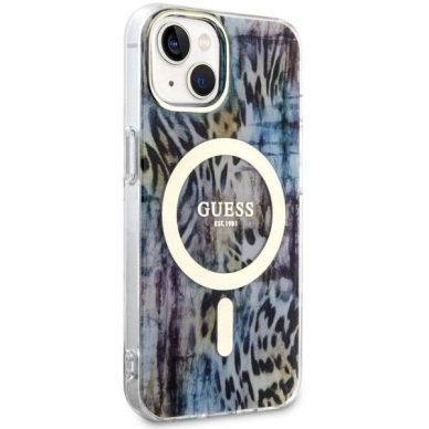 Telefono Dėklas Case Guess iPhone 14 6.1" blue hardcase Leopard MagSafe Mėlynas GNZ022 1 Telefono Dėklas Case Guess iPhone 14 6.1" blue hardcase Leopard MagSafe Mėlynas GNZ022 1