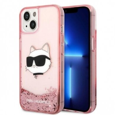 Telefono Dėklas Karl Lagerfeld Glitter Choupette Head na iPhone 14 Plus Skaidrus Rožinis GNZ022 Telefono Dėklas Karl Lagerfeld Glitter Choupette Head na iPhone 14 Plus Skaidrus Rožinis GNZ022