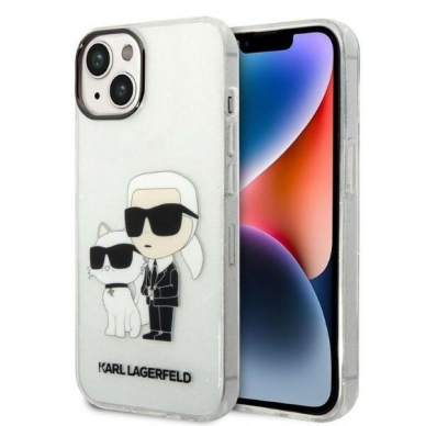 Telefono Dėklas Karl Lagerfeld Glitter Karl&Choupette na iPhone 14 Plus Skaidrus  GNZ022 Telefono Dėklas Karl Lagerfeld Glitter Karl&Choupette na iPhone 14 Plus Skaidrus  GNZ022