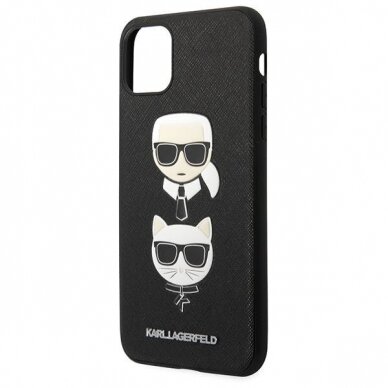 Telefono Dėklas Karl Lagerfeld Saffiano Karl&Choupette Head na iPhone 11 Pro Max Juodas GNZ022 1