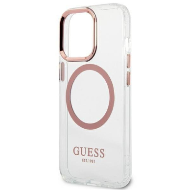 Telefono Dėklas Guess Metal Outline MagSafe na iPhone 13 Pro / iPhone 13 Rožinis GNZ022 1