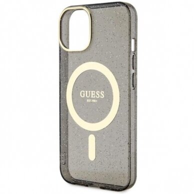 Telefono Dėklas Case Guess iPhone 14 6.1" Juodas Skaidrus hardcase Glitter Gold MagSafeGNZ022 1 Telefono Dėklas Case Guess iPhone 14 6.1" Juodas Skaidrus hardcase Glitter Gold MagSafeGNZ022 1