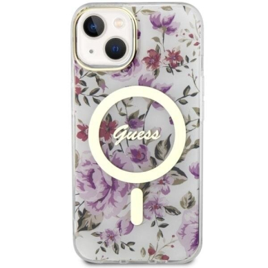 Telefono Dėklas Case Guess iPhone 14 6.1" Skaidrus hardcase Flower MagSafe GNZ022 2 Telefono Dėklas Case Guess iPhone 14 6.1" Skaidrus hardcase Flower MagSafe GNZ022 2