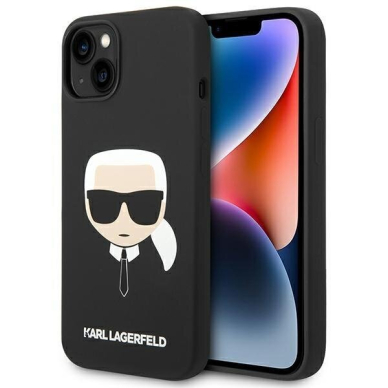 Telefono Dėklas Karl Lagerfeld Silicone Karl's Head MagSafe na iPhone 14 Plus Juodas  GNZ022 Telefono Dėklas Karl Lagerfeld Silicone Karl's Head MagSafe na iPhone 14 Plus Juodas  GNZ022