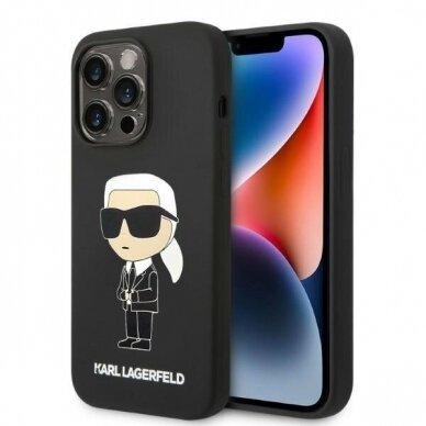 Telefono Dėklas Karl Lagerfeld Silicone Ikonik MagSafe iPhone 14 Pro Juodas GNZ022 Telefono Dėklas Karl Lagerfeld Silicone Ikonik MagSafe iPhone 14 Pro Juodas GNZ022