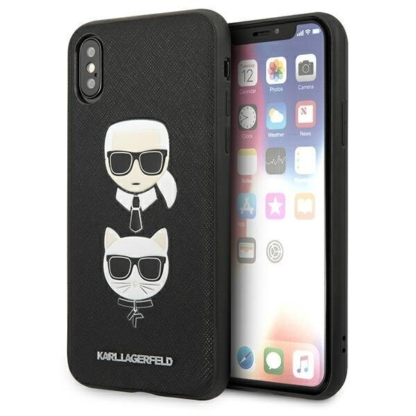 Telefono Dėklas Karl Lagerfeld Saffiano Karl&Choupette Head na iPhone XS Max Juodas GNZ022 Telefono Dėklas Karl Lagerfeld Saffiano Karl&Choupette Head na iPhone XS Max Juodas GNZ022