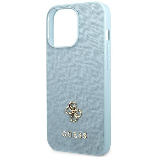 Telefono Dėklas Guess Saffiano 4G Small Metal Logo na iPhone 13 Pro / 13 Mėlynas GNZ022 1