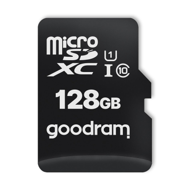 Goodram Microcard 128 GB micro SD XC UHS-I class 10 memory card, SD adapter (M1AA-01280R12) 1 Goodram Microcard 128 GB micro SD XC UHS-I class 10 memory card, SD adapter (M1AA-01280R12) 1