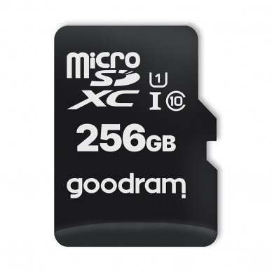 Goodram Microcard 256 GB micro SD XC UHS-I class 10 memory card, SD adapter (M1AA-2560R12) 1