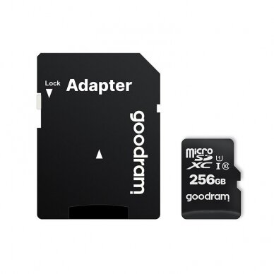 Goodram Microcard 256 GB micro SD XC UHS-I class 10 memory card, SD adapter (M1AA-2560R12) 2