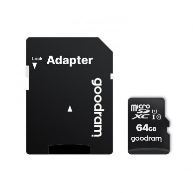 Goodram Microcard 64 GB micro SD XC UHS-I class 10 memory card, SD adapter (M1AA-0640R12) 1