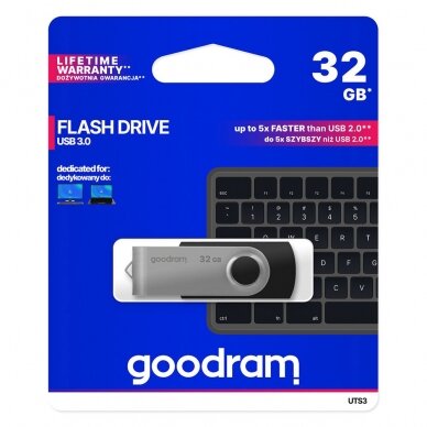 Goodram pendrive 32 GB USB 3.2 Gen 1 60 MB/s (rd) - 20 MB/s (wr) Atmintukas Juodas (UTS3-0320K0R11) 1