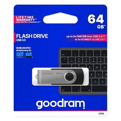 Goodram pendrive 64 GB USB 3.2 Gen 1 60 MB/s (rd) - 20 MB/s (wr) flash drive black (UTS3-0640K0R11) UGLX912 1
