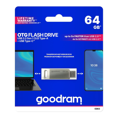 GOODRAM pendrive 64 GB USB 3.2 Gen 1 OTG USB / USB Typ C ODA3-0640S0R11 4 GOODRAM pendrive 64 GB USB 3.2 Gen 1 OTG USB / USB Typ C ODA3-0640S0R11 4