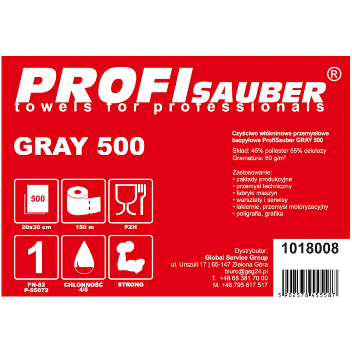 Gray nonwoven industrial cleaning cloth ProfiSauber pilkas 500 3 Gray nonwoven industrial cleaning cloth ProfiSauber pilkas 500 3