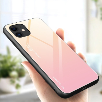 Grūdinto Stiklo Dėklas 'Gradient Glass Durable' Iphone 12 Mini Rožinis 1