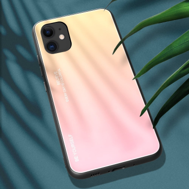 Grūdinto Stiklo Dėklas 'Gradient Glass Durable' Iphone 12 Mini Rožinis 2
