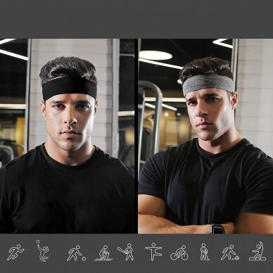 Gray fabric elastic headband for running fitness 11