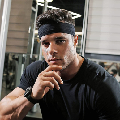 Gray fabric elastic headband for running fitness 12