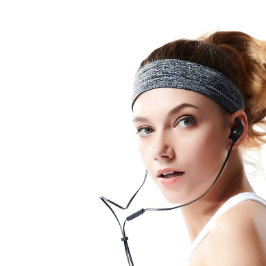 Gray fabric elastic headband for running fitness 5