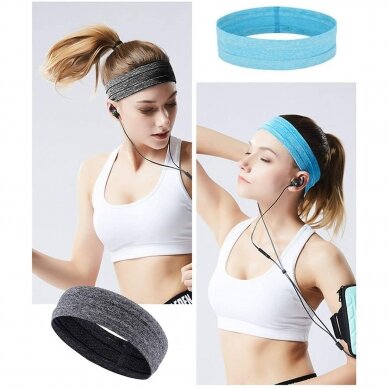Gray fabric elastic headband for running fitness 8