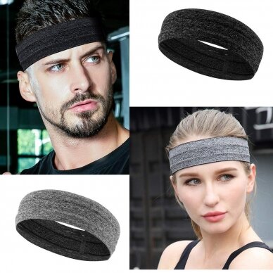 Gray fabric elastic headband for running fitness 9