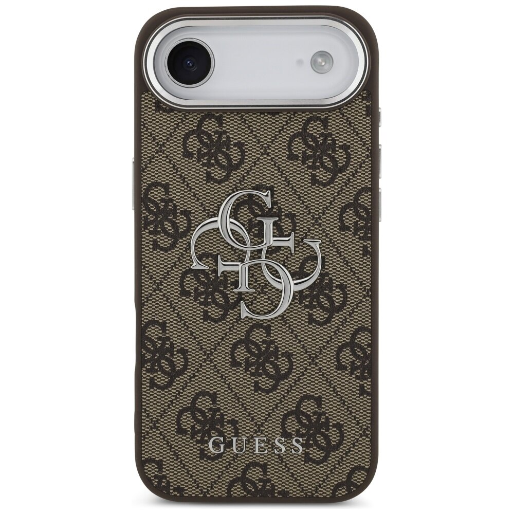 iPhone 17 Air Guess 4G Big Classic Logo dėklas – rudas / sidabrinis 2