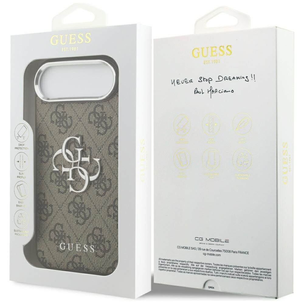 iPhone 17 Air Guess 4G Big Classic Logo dėklas – rudas / sidabrinis 7