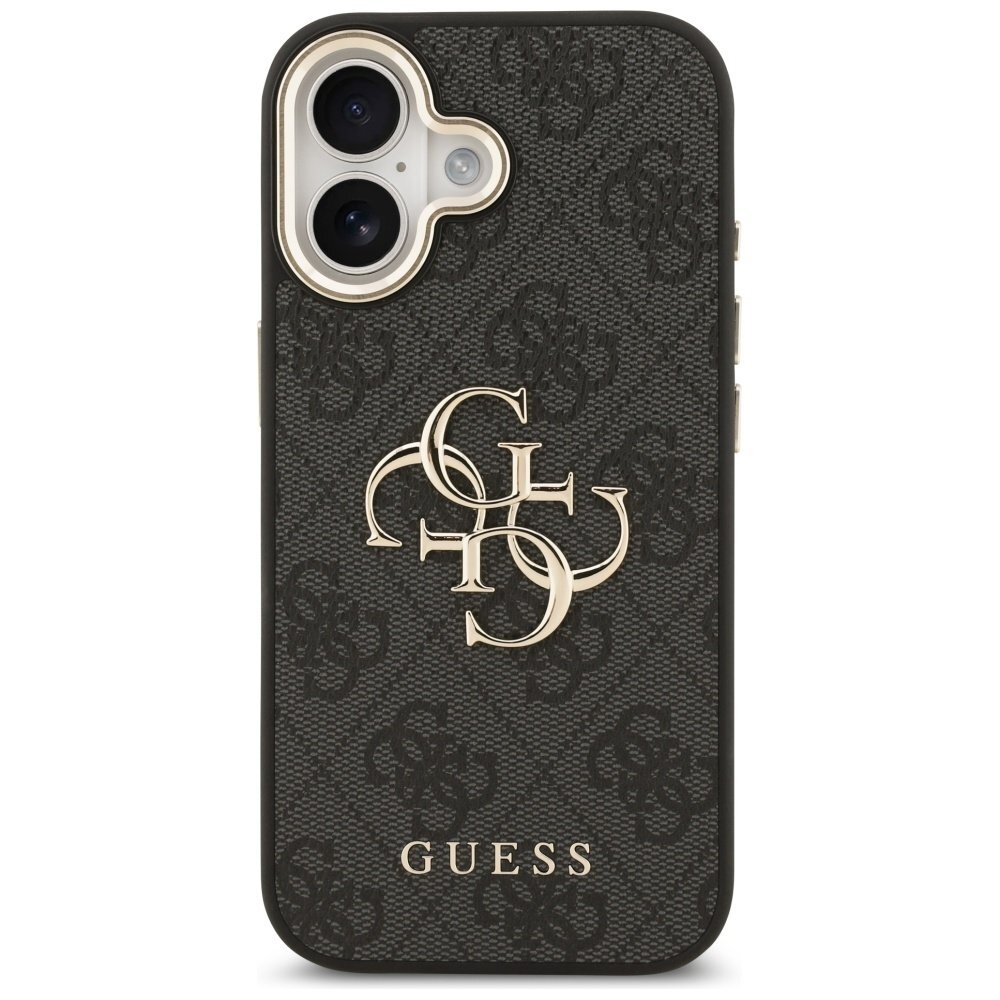 iPhone 17 Guess 4G Big Classic Logo dėklas – juodas ir auksinis 2