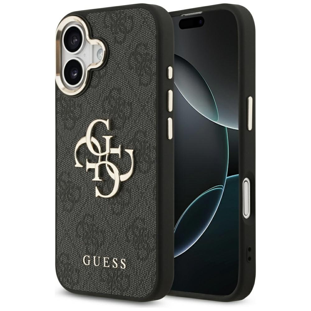 iPhone 17 Guess 4G Big Classic Logo dėklas – juodas ir auksinis