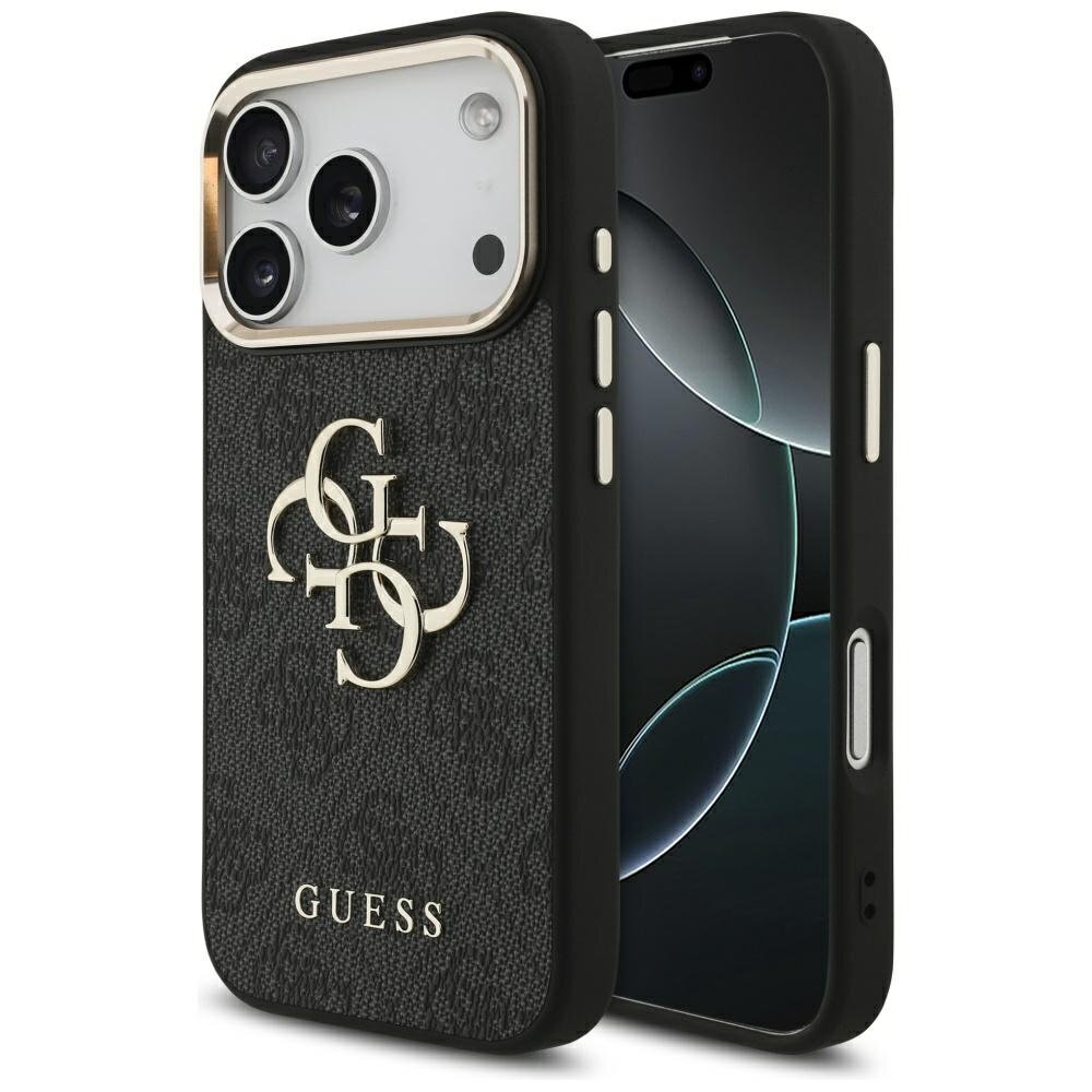 iPhone 17 Pro dėklas Guess 4G Big 4G Classic Logo – juodas su auksiniu iPhone 17 Pro dėklas Guess 4G Big 4G Classic Logo – juodas su auksiniu