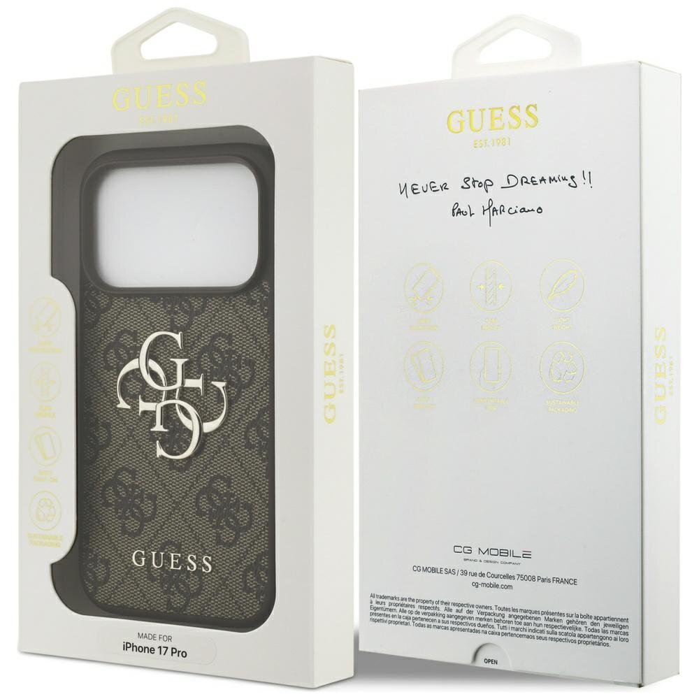 iPhone 17 Pro dėklas Guess 4G Big Logo – rudas 7 iPhone 17 Pro dėklas Guess 4G Big Logo – rudas 7