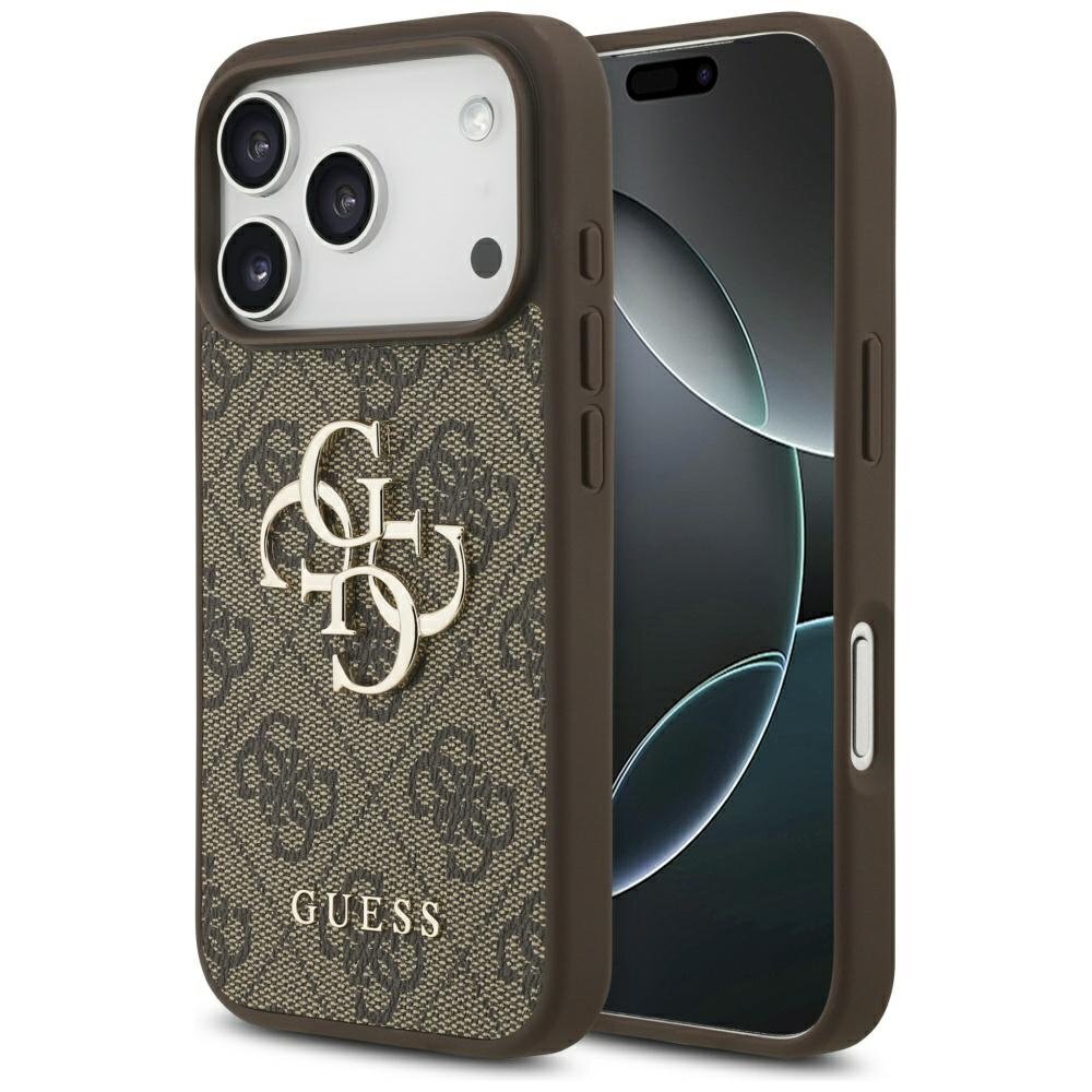 iPhone 17 Pro dėklas Guess 4G Big Logo – rudas iPhone 17 Pro dėklas Guess 4G Big Logo – rudas