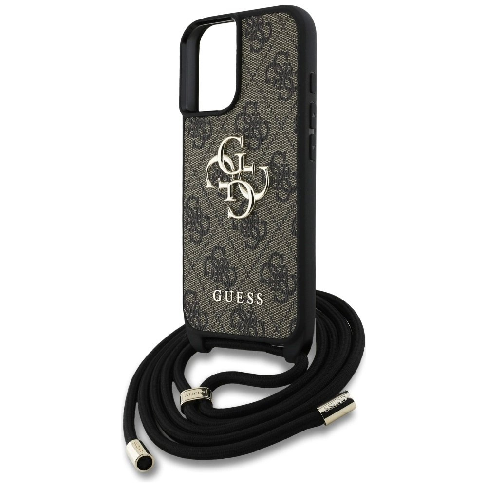 Guess 4G Big Logo Cord Stap Crossbody Dėklas skirtas iPhone 16 Rudas 4