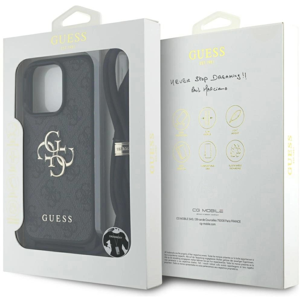 Guess 4G Big Logo Cord Stap Crossbody Dėklas skirtas iPhone 16 Pro Max Juodas 6 Guess 4G Big Logo Cord Stap Crossbody Dėklas skirtas iPhone 16 Pro Max Juodas 6