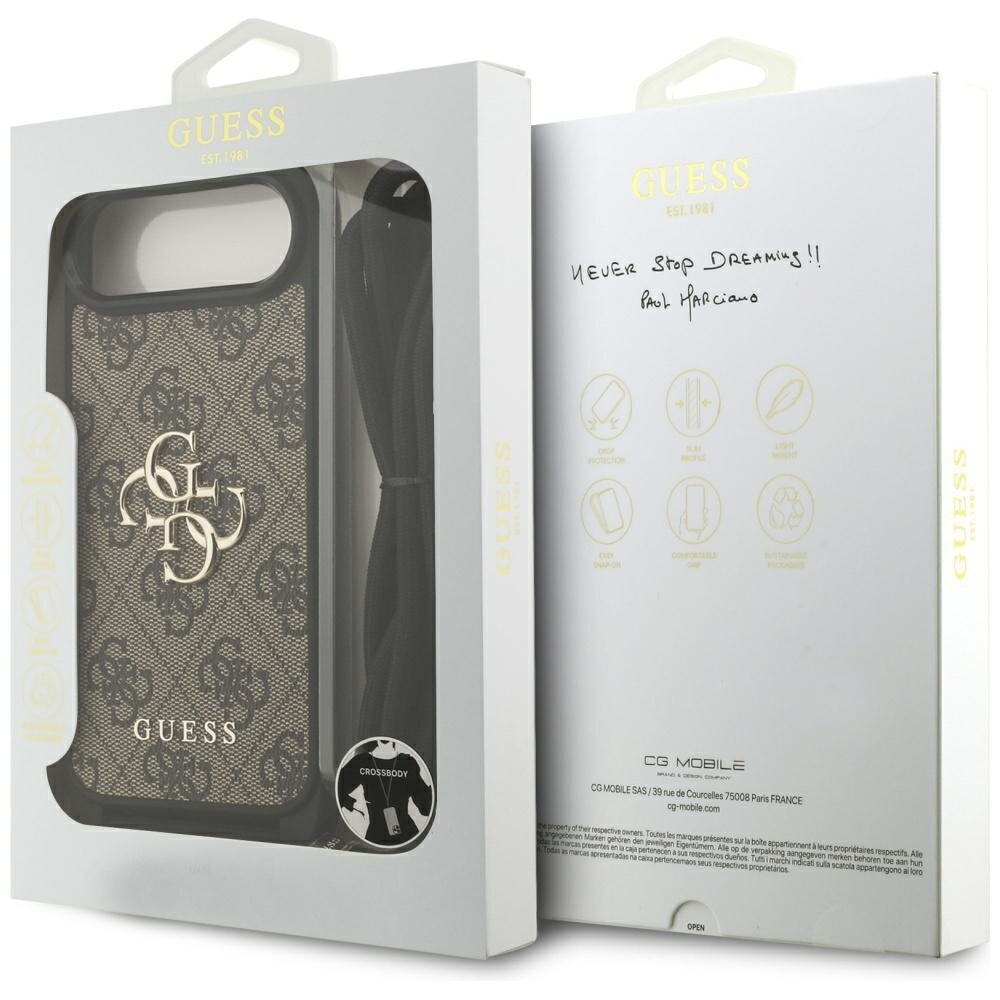 iPhone 17 Air Guess 4G Big Logo Crossbody dėklas – rudas 6