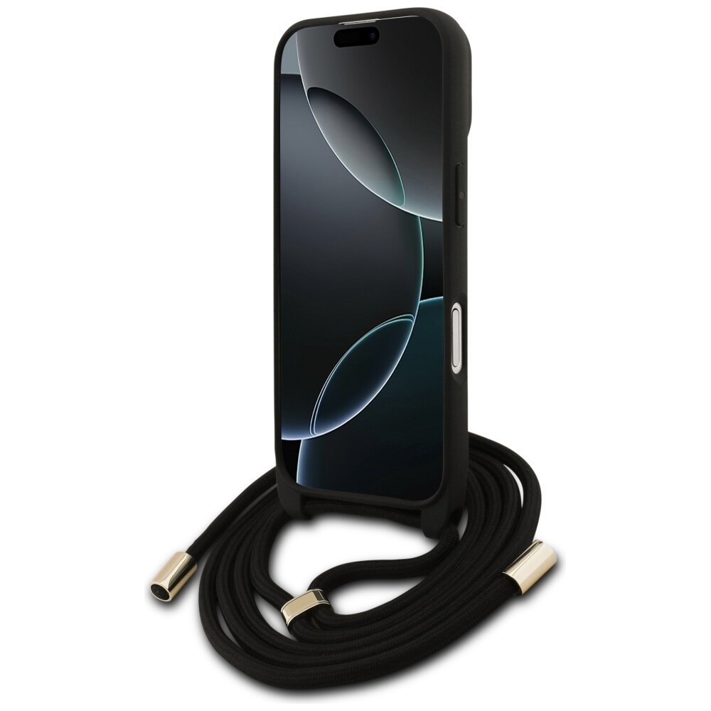 iPhone 17 Guess 4G Big Logo dėklas su dirželiu per petį – rudas 3