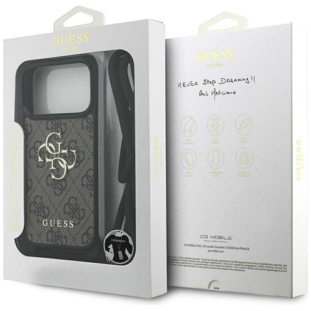 iPhone 17 Pro Guess 4G Big Logo Crossbody dėklas – rudas 6