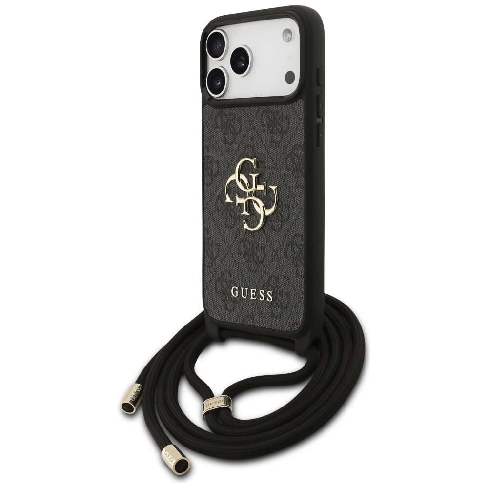 iPhone 17 Pro Max dėklas Guess 4G Big Logo Cord Strap Crossbody – juodas 1 iPhone 17 Pro Max dėklas Guess 4G Big Logo Cord Strap Crossbody – juodas 1