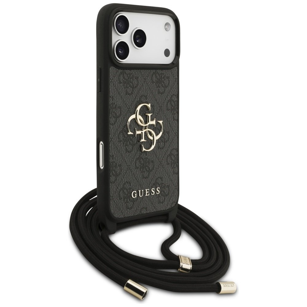 iPhone 17 Pro Max dėklas Guess 4G Big Logo Cord Strap Crossbody – juodas 2 iPhone 17 Pro Max dėklas Guess 4G Big Logo Cord Strap Crossbody – juodas 2