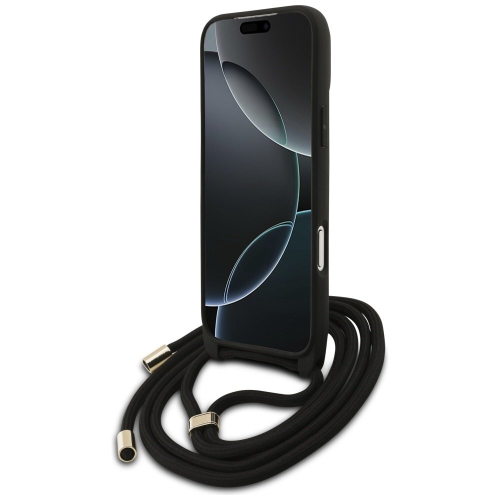 iPhone 17 Pro Max dėklas Guess 4G Big Logo Cord Strap Crossbody – juodas 3