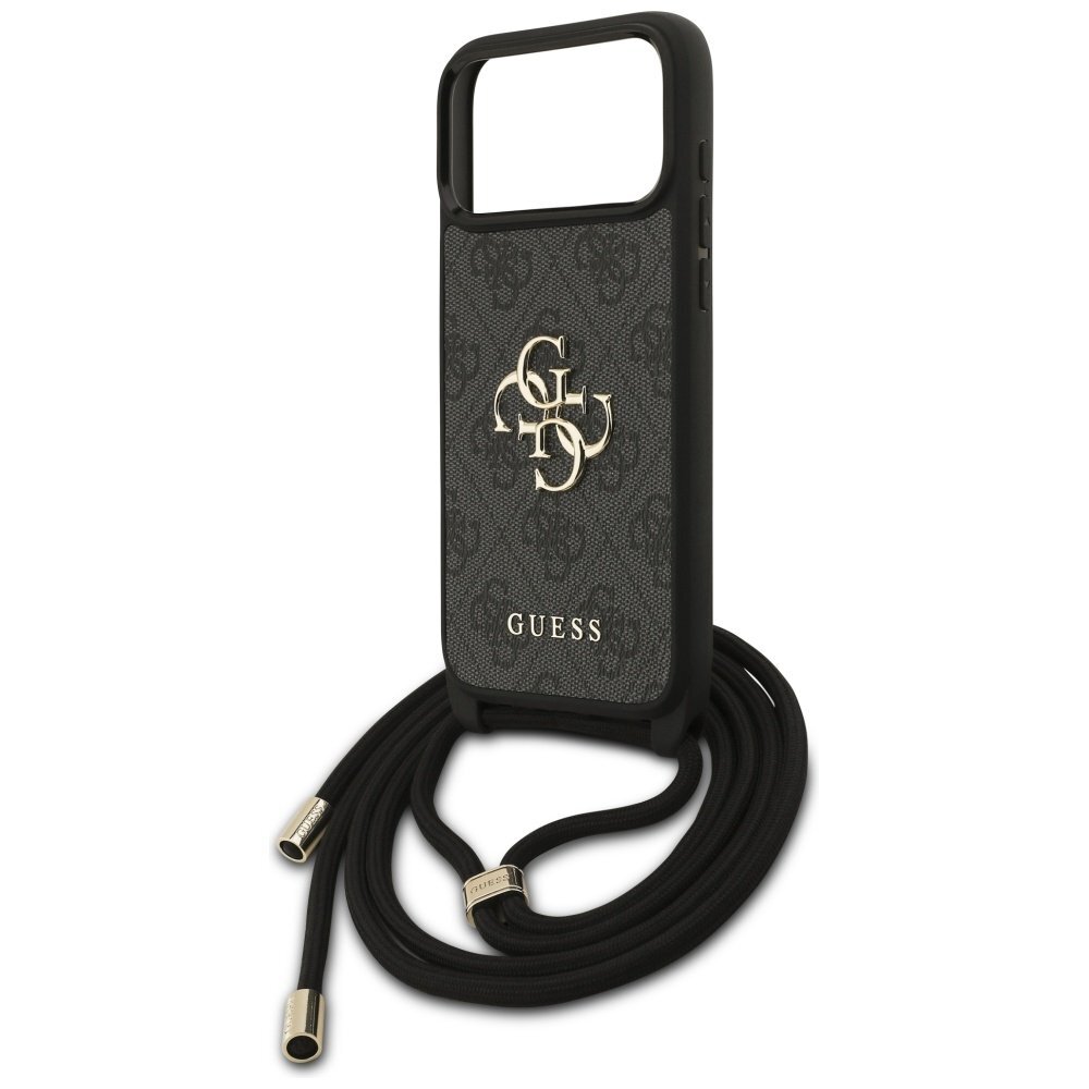 iPhone 17 Pro Max dėklas Guess 4G Big Logo Cord Strap Crossbody – juodas 4 iPhone 17 Pro Max dėklas Guess 4G Big Logo Cord Strap Crossbody – juodas 4