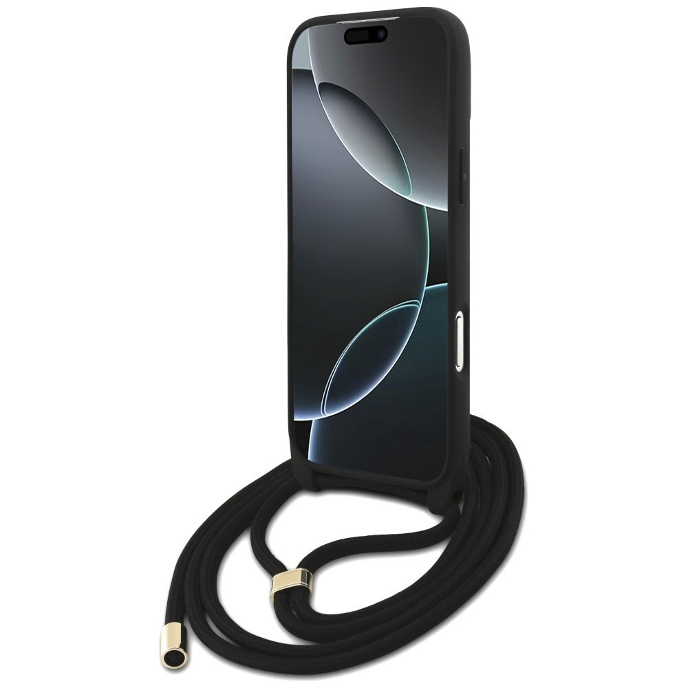 iPhone 17 Pro Max dėklas Guess 4G Big Logo Cord Stap Crossbody – rudas 3