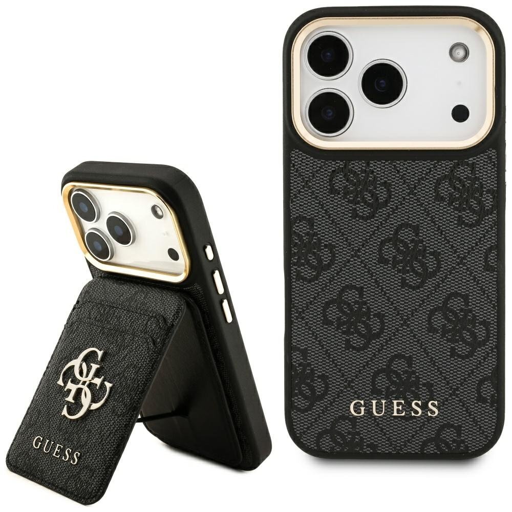 iPhone 17 Pro Guess 4G MagSafe Wallet dėklas – juodas iPhone 17 Pro Guess 4G MagSafe Wallet dėklas – juodas