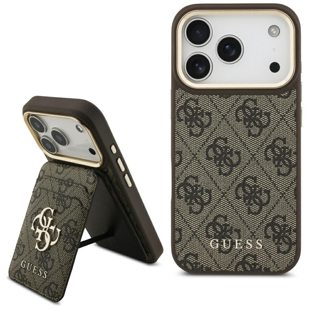 iPhone 17 Pro Guess 4G MagSafe Wallet dėklas – rudas