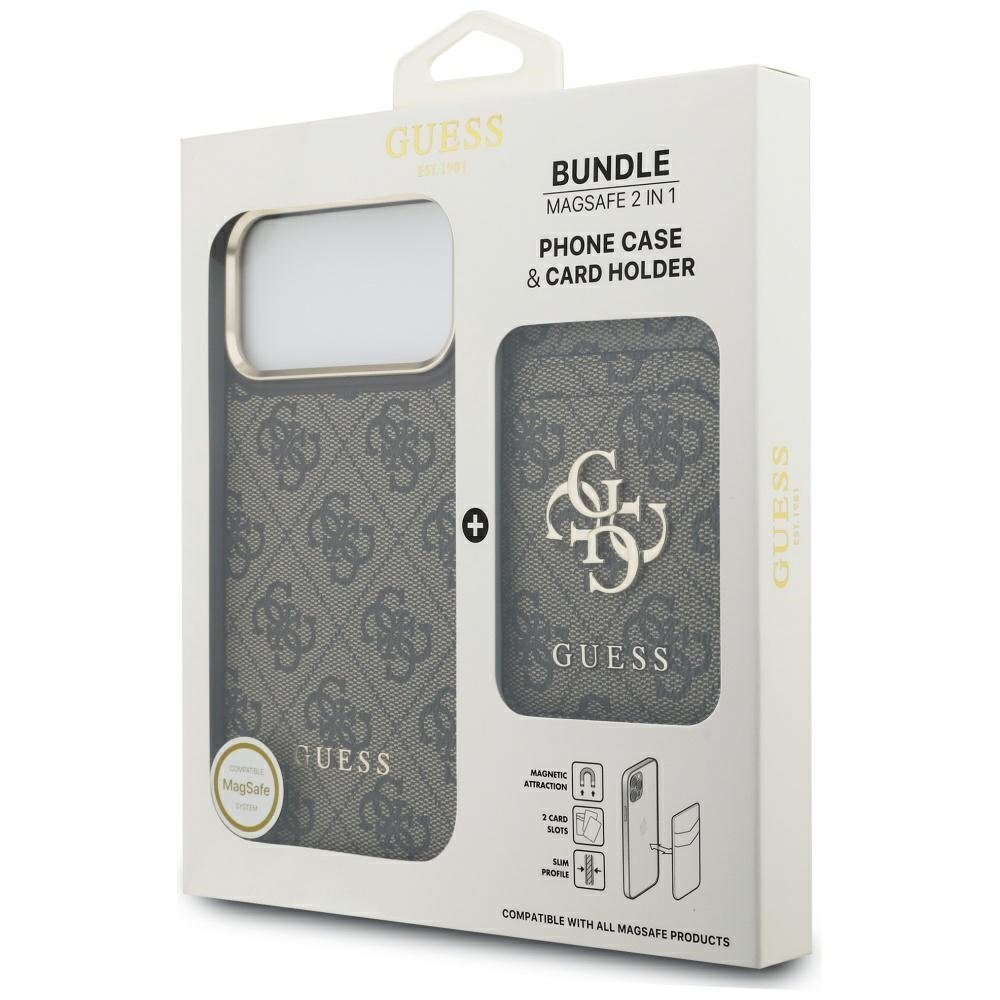 iPhone 17 Pro Max Guess 4G MagSafe Wallet dėklas – rudas 7