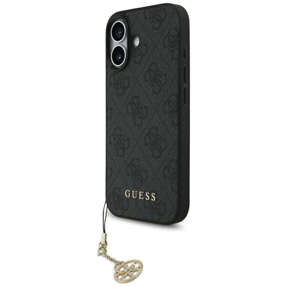 iPhone 17 dėklas Guess 4G Charms Collection, MagSafe – juodas iPhone 17 dėklas Guess 4G Charms Collection, MagSafe – juodas